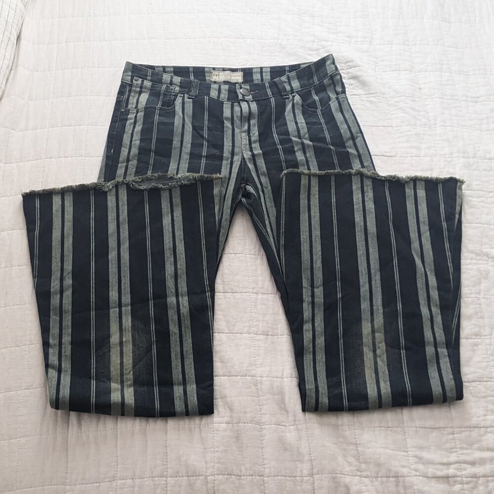 Free People Flared Bell Bottom Striped Jeans